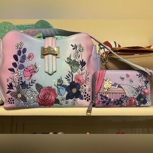 Loungefly sleeping beauty cross body wallet and purse set